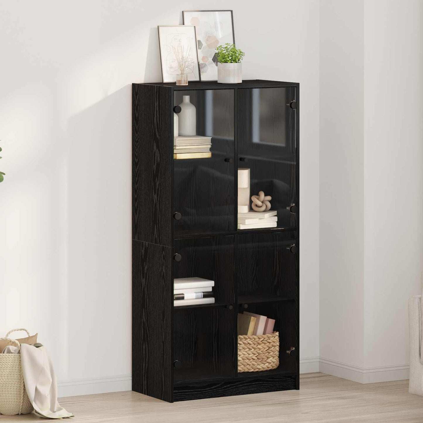 Høyskap Svart Eik 68 x 37 x 142 cm Konstruert tre