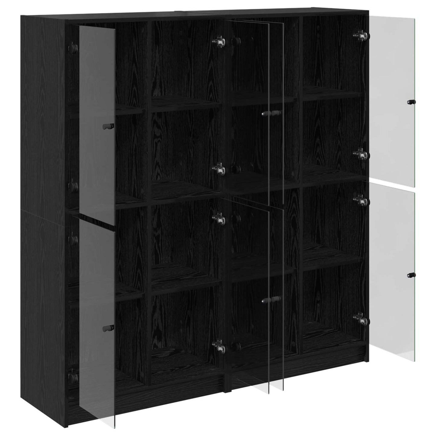 Høyskap 2 pcs Svart Eik 68 x 37 x 142 cm Konstruert tre