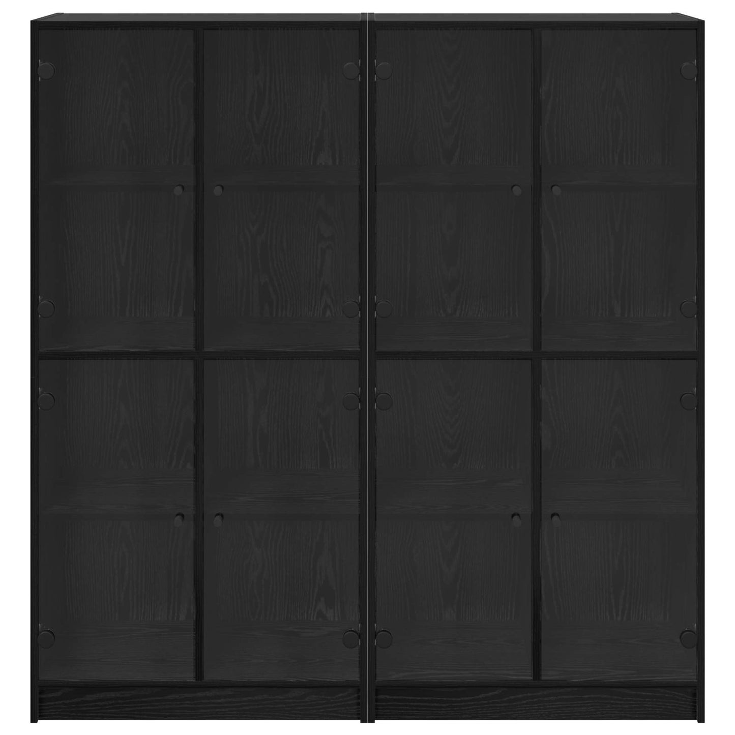 Høyskap 2 pcs Svart Eik 68 x 37 x 142 cm Konstruert tre