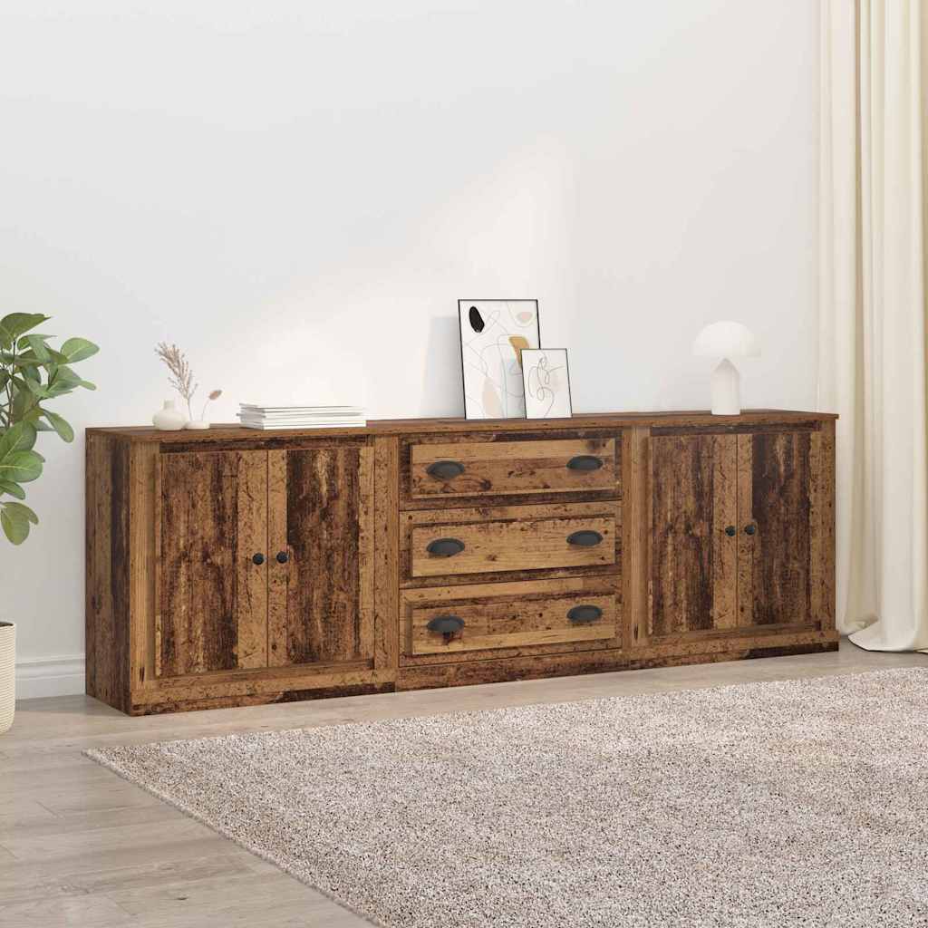 Skap 3 pcs Svart eik 210 x 35,5 x 67,5 cm Konstruert tre