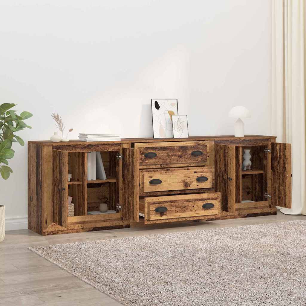 Skap 3 pcs Svart eik 210 x 35,5 x 67,5 cm Konstruert tre