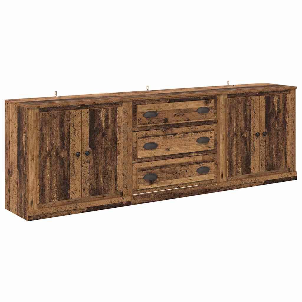 Skap 3 pcs Svart eik 210 x 35,5 x 67,5 cm Konstruert tre
