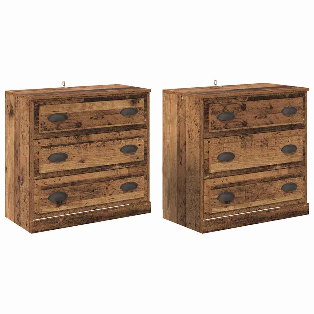 Skap 2 pcs Gamle tre 70 x 35,5 x 67,5 cm Konstruert tre