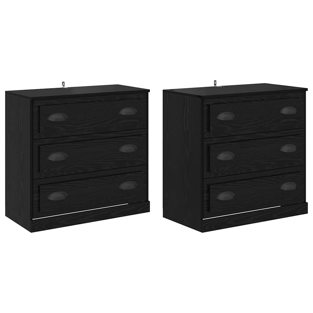 Skap 2 pcs Svart Eik 70 x 35,5 x 67,5 cm Konstruert tre