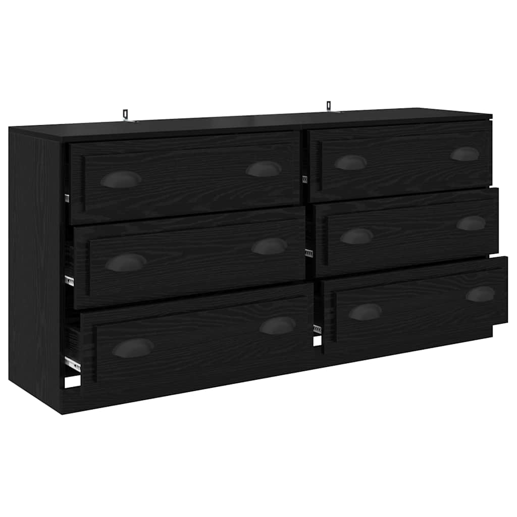 Skap 2 pcs Svart Eik 70 x 35,5 x 67,5 cm Konstruert tre