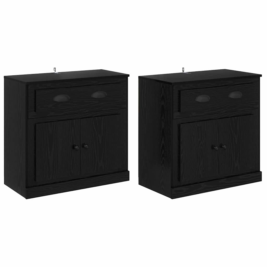 Skap 2 pcs Svart Eik 70 x 35,5 x 67,5 cm Konstruert tre