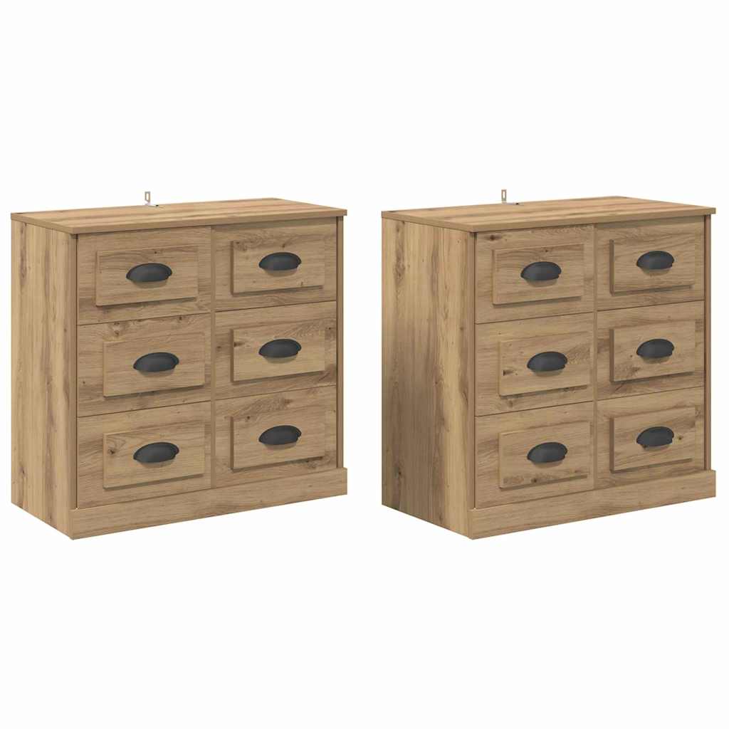 Skap 2 pcs Artisan Eik 70 x 35,5 x 67,5 cm Konstruert tre