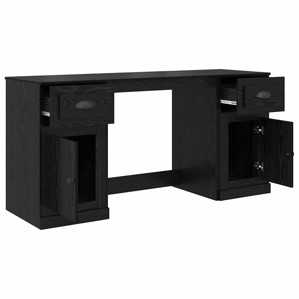 Skrivebord med skap Svart Eik 154,5 x 50 x 75 cm Konstruert tre