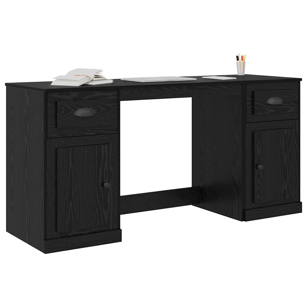 Skrivebord med skap Svart Eik 154,5 x 50 x 75 cm Konstruert tre