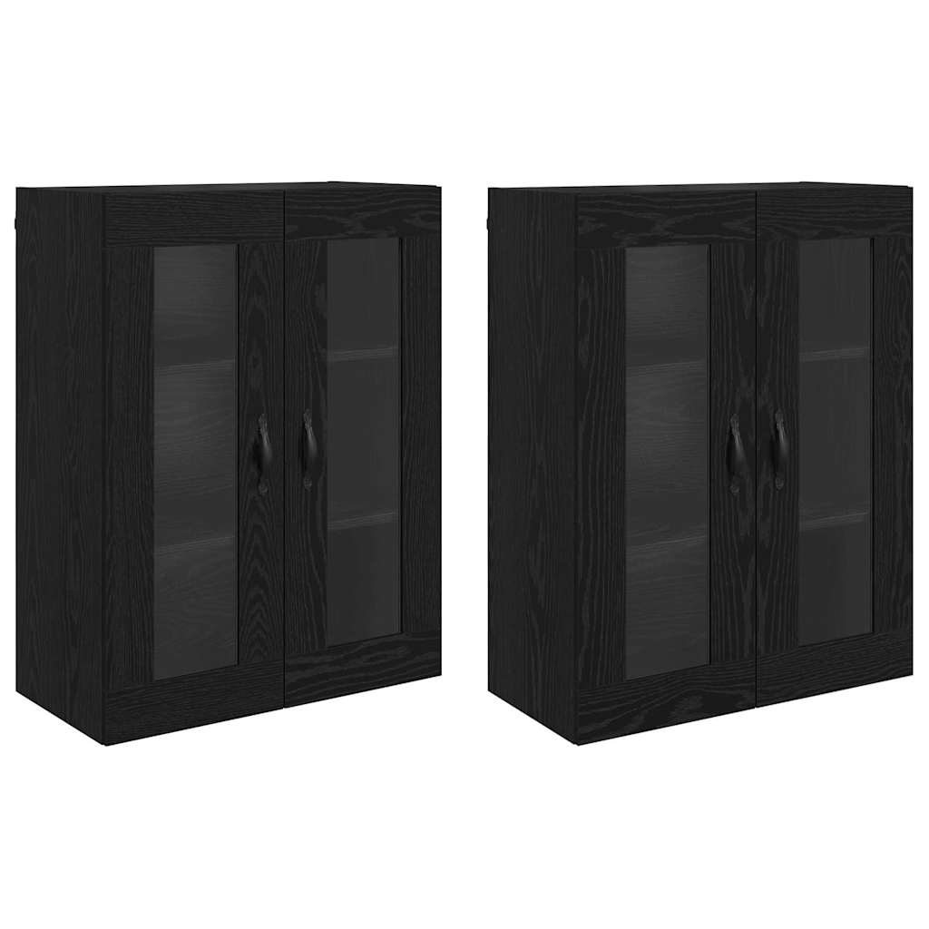 Vegghotell 2 pcs Svart Eik 69,5 x 34 x 90 cm Konstruert tre