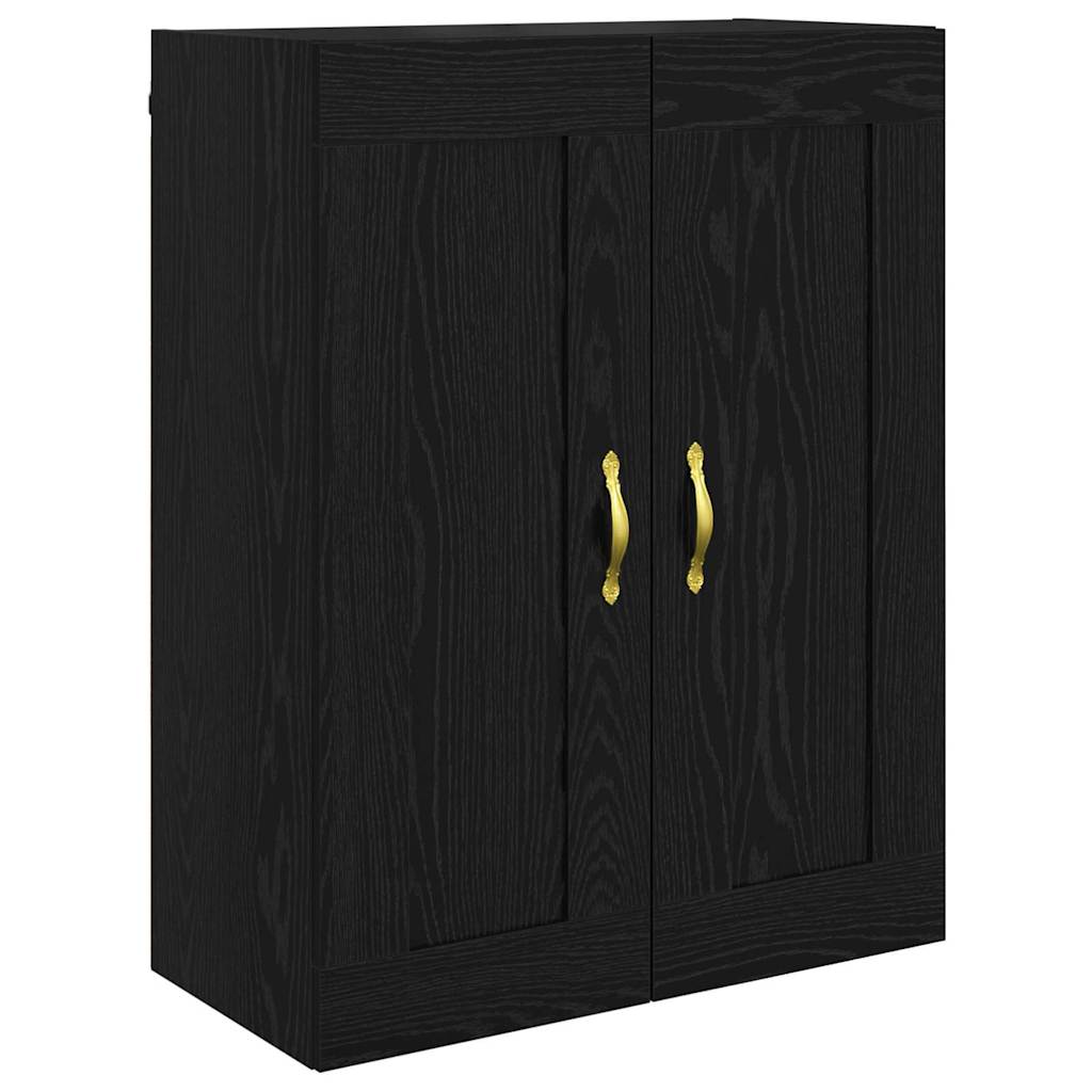 Vegghengt skap 2 pcs Svart Eik 69,5 x 34 x 90 cm Konstruert tre