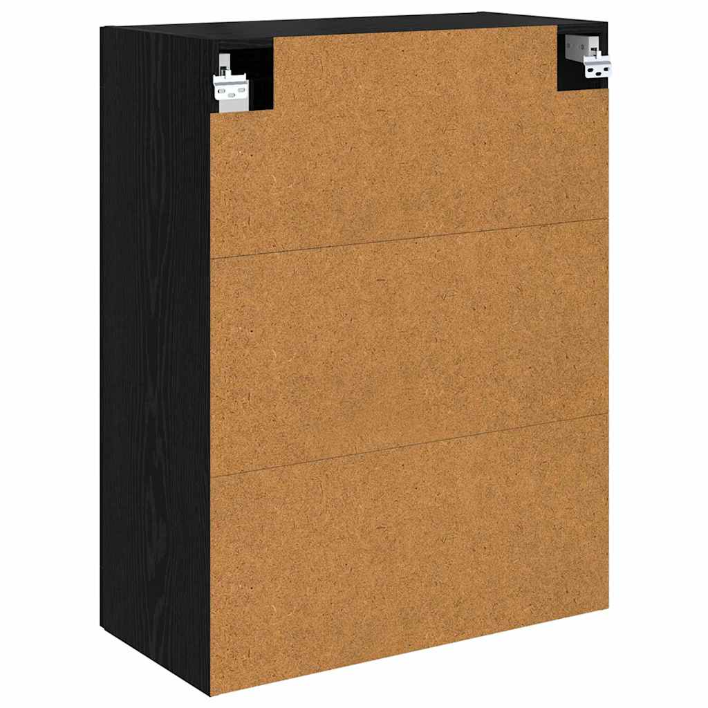 Vegghengt skap 2 pcs Svart Eik 69,5 x 34 x 90 cm Konstruert tre