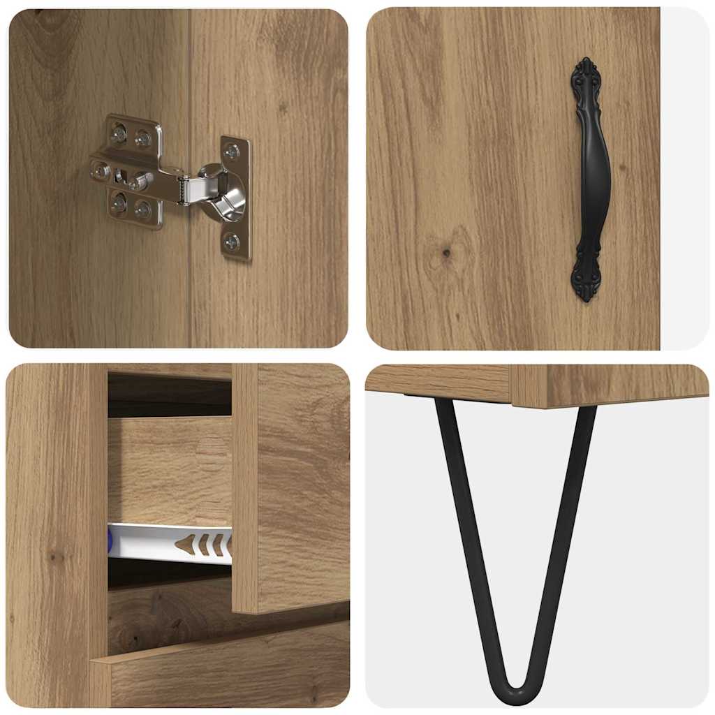 Høyskap med skuff Artisan Eik 69,5 x 34 x 90 cm Konstruert tre