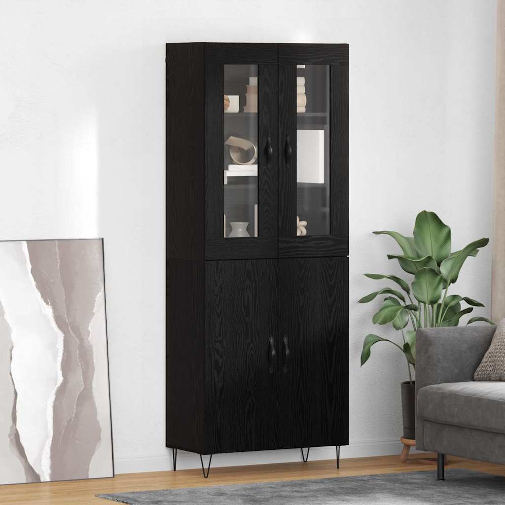 Høyskap Hvit og svart eik 69,5 x 34 x 180 cm Konstruert tre