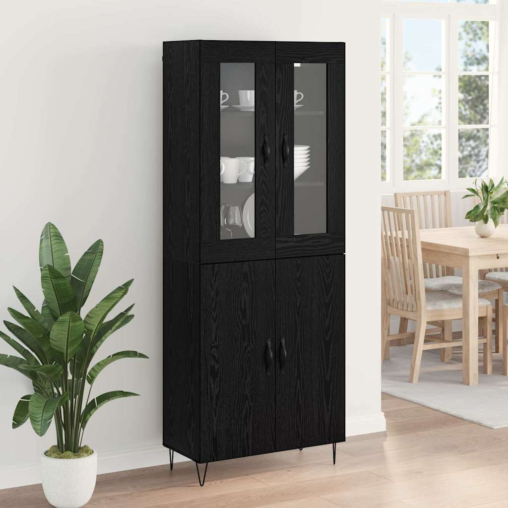 Høyskap Hvit og svart eik 69,5 x 34 x 180 cm Konstruert tre