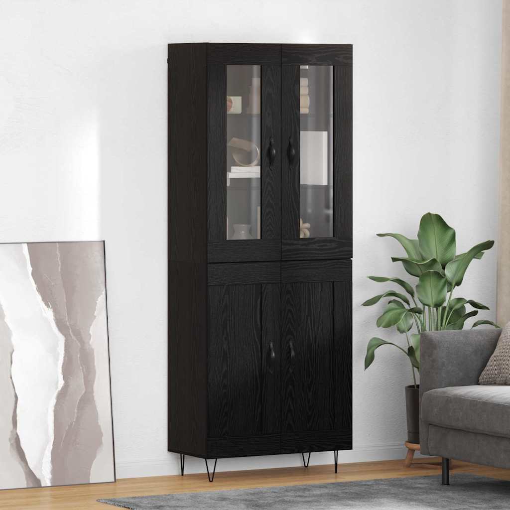 Høyskap Svart Eik 69,5 x 34 x 90 cm Konstruert tre