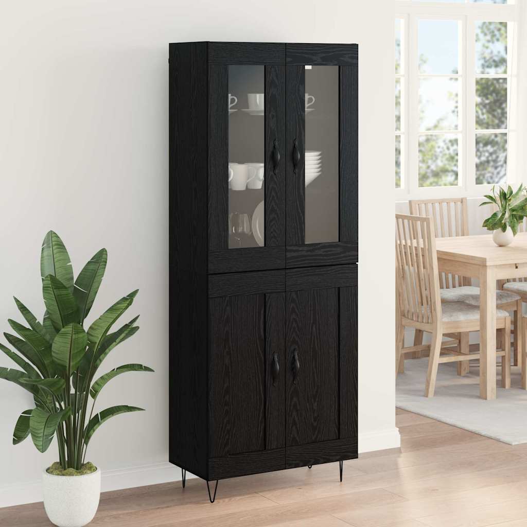 Høyskap Svart Eik 69,5 x 34 x 90 cm Konstruert tre