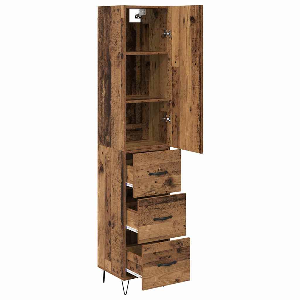 Høyskap med skuff Gamle tre 34,5 x 34 x 90 cm Konstruert tre