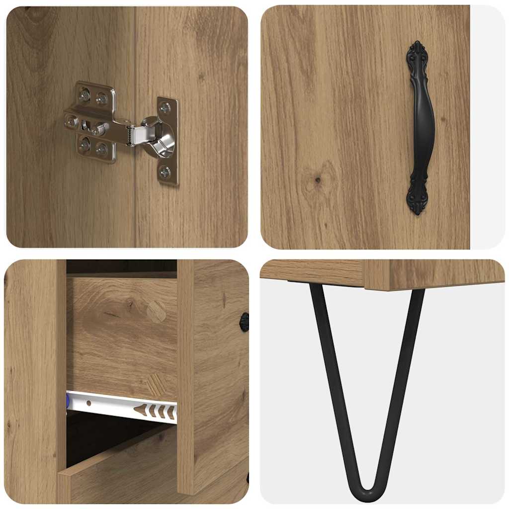 Høyskap med skuff Artisan Eik 34,5 x 34 x 90 cm Konstruert tre