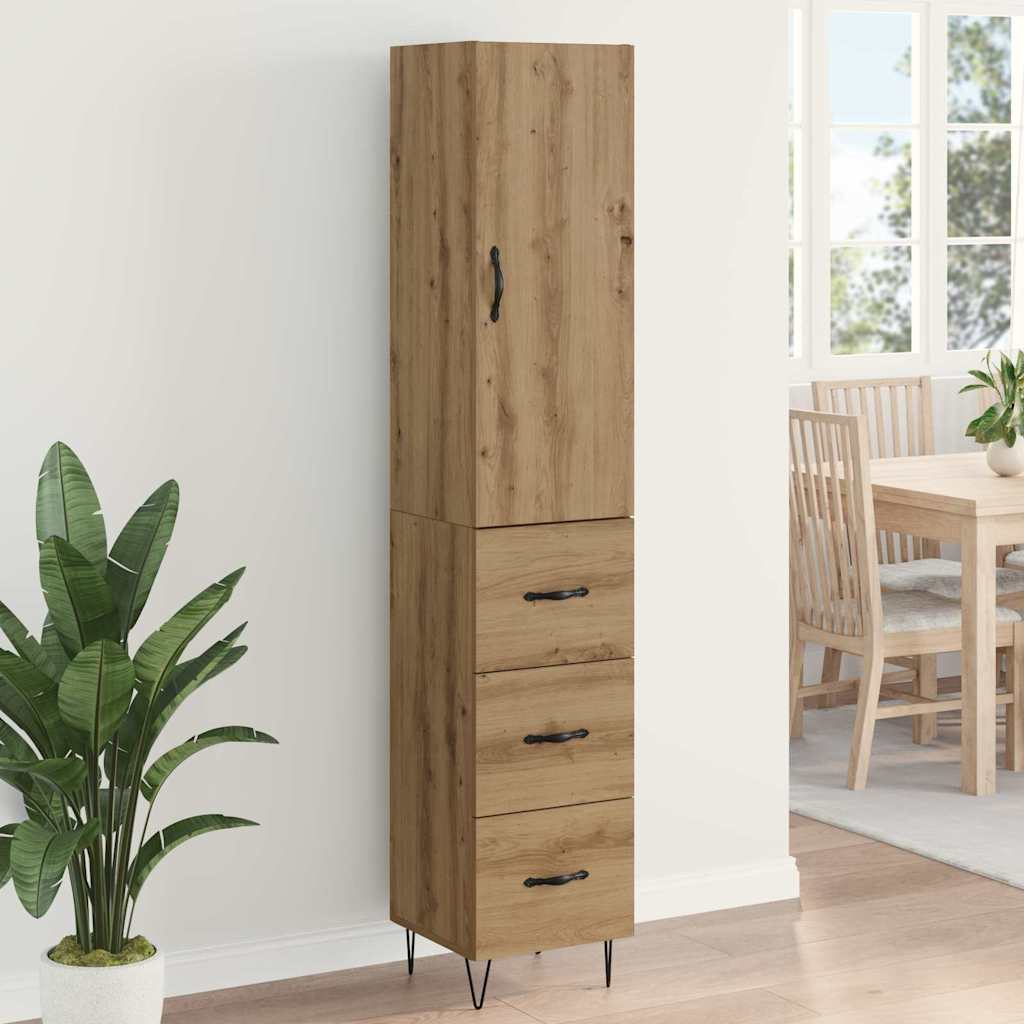 Høyskap med skuff Artisan Eik 34,5 x 34 x 90 cm Konstruert tre