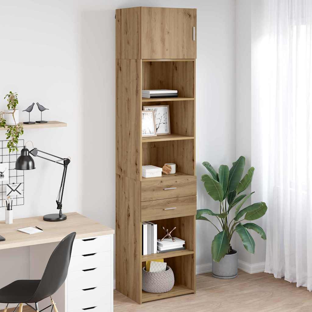 Høyskap med skuff Artisan Eik 50 x 42,5 x 225 cm Konstruert tre vidaXL