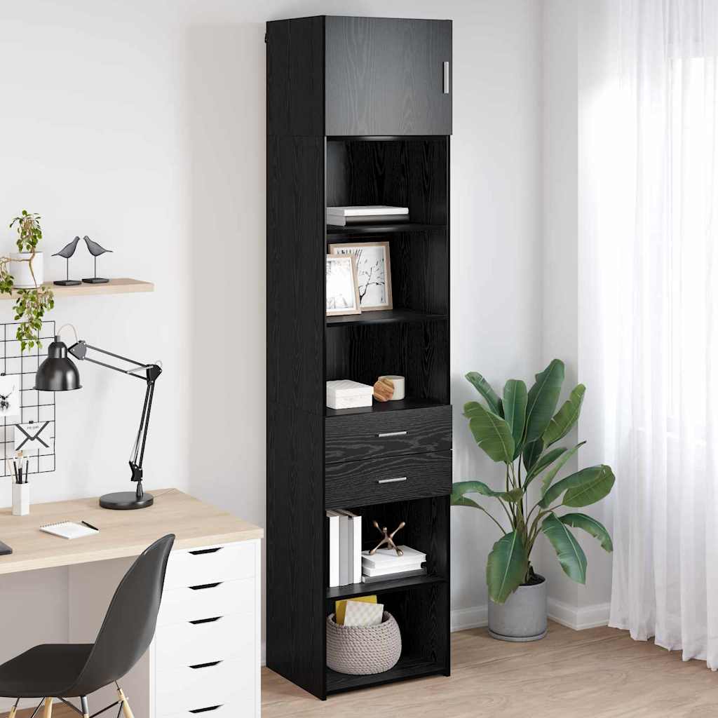 Høyskap Veggmontert Svart Eik 50 x 42,5 x 225 cm Konstruert tre vidaXL