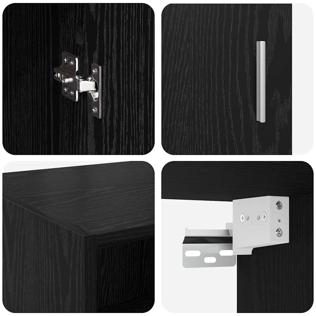 Oppbevaringsskap Svart Eik 80 x 42,5 x 225 cm Konstruert tre vidaXL