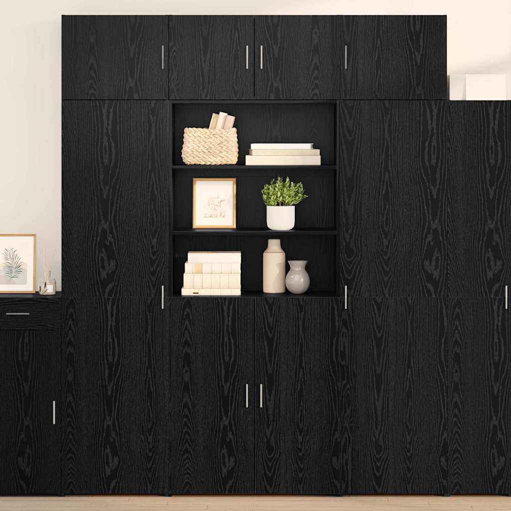 Oppbevaringsskap Svart Eik 80 x 42,5 x 225 cm Konstruert tre vidaXL