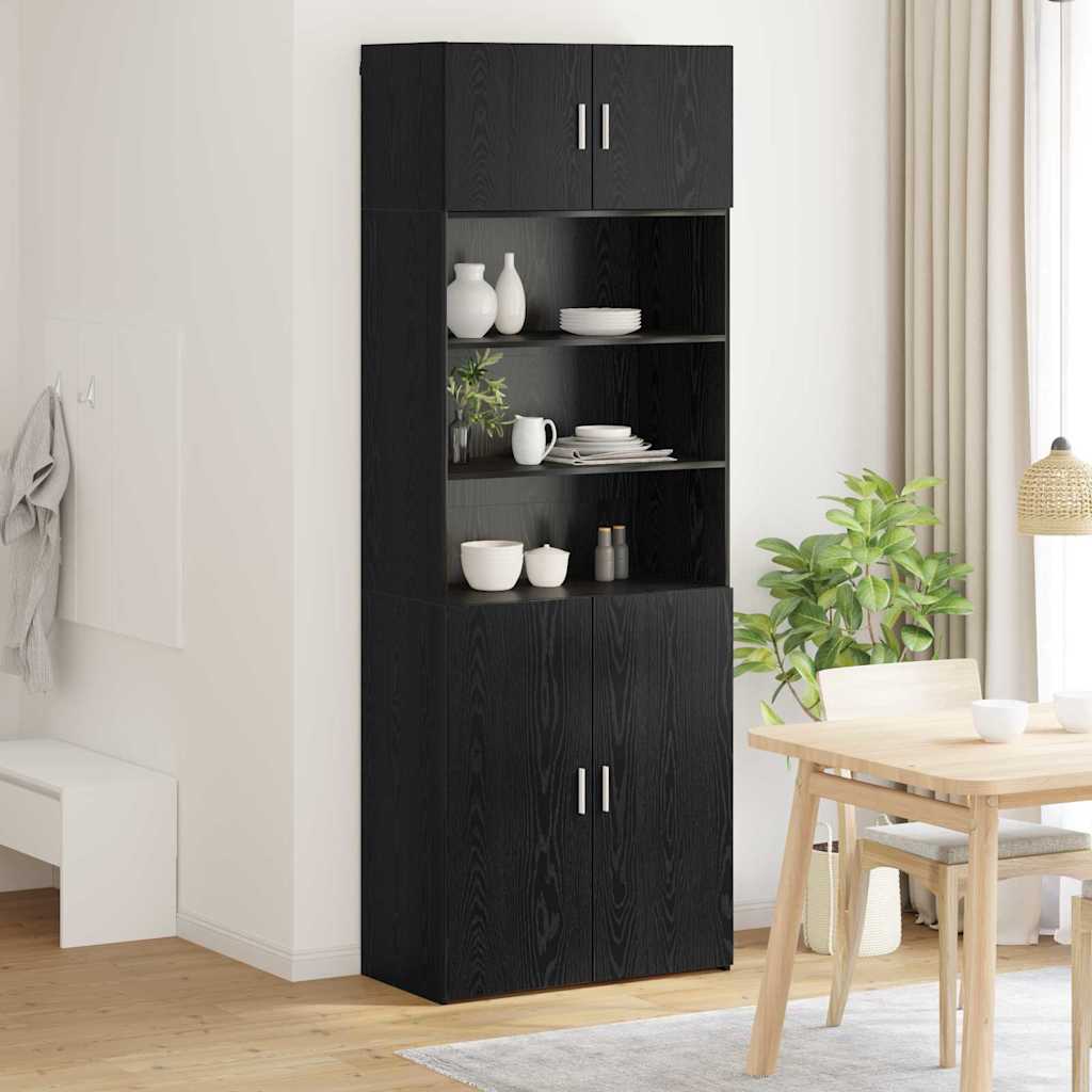 Oppbevaringsskap Svart Eik 80 x 42,5 x 225 cm Konstruert tre vidaXL