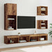 TV veggenheter med LED 5 pcs Gamle tre Konstruert tre