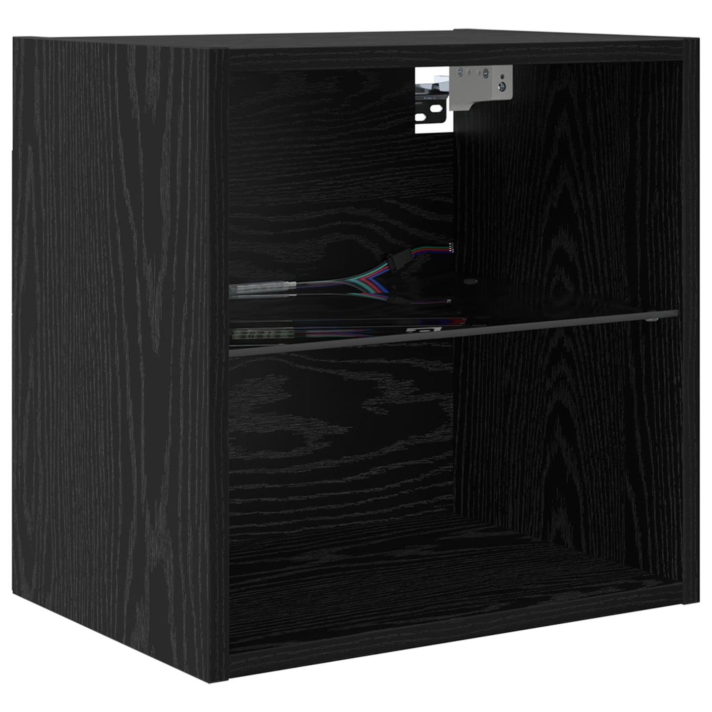 TV veggenheter med LED 5 pcs Svart Eik Konstruert tre