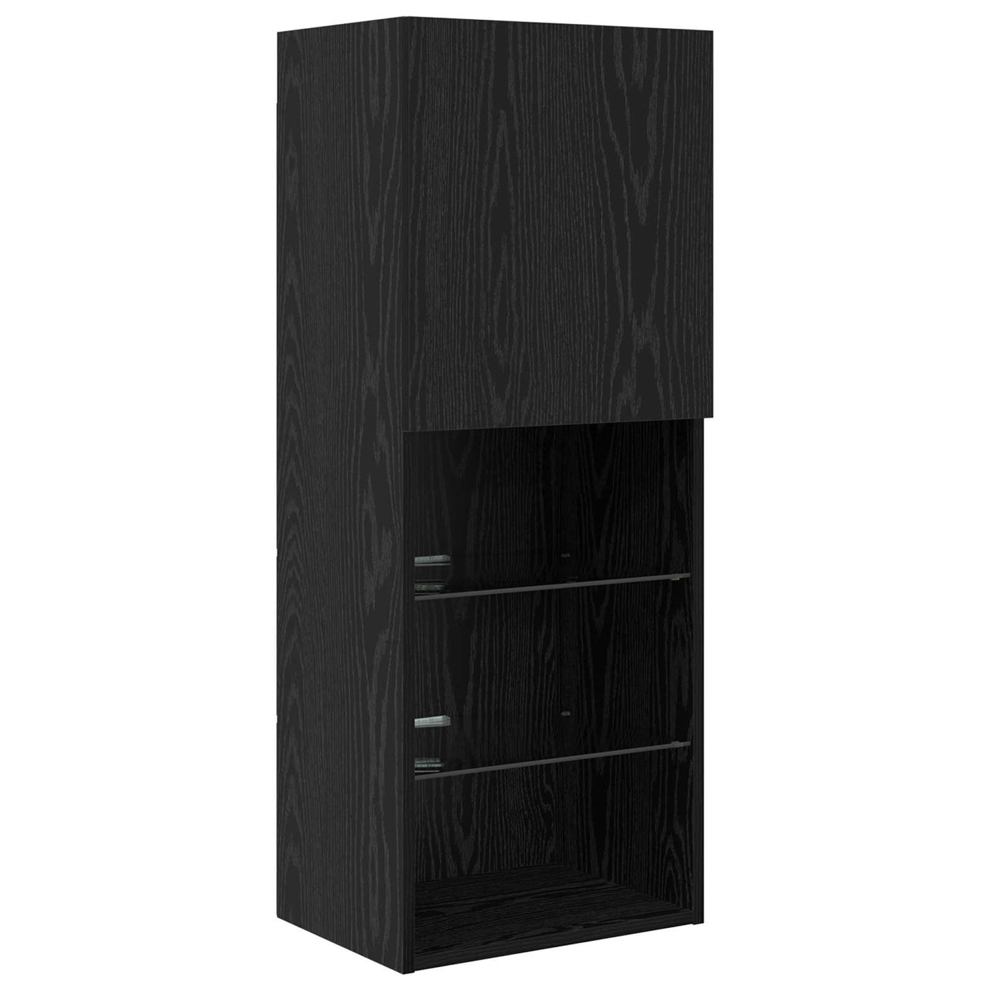 TV veggenheter med LED 5 pcs Svart Eik Konstruert tre
