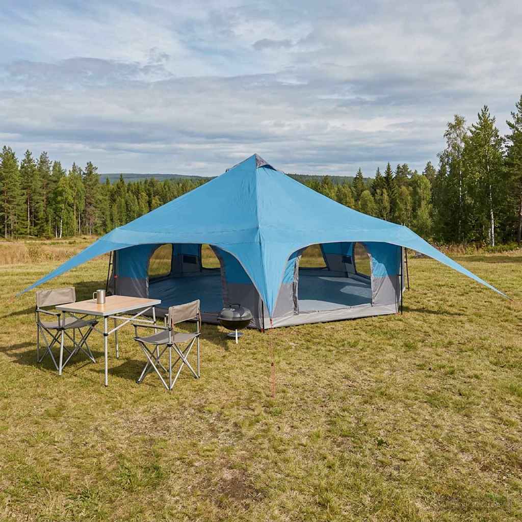 Familietelt Blå 18 personer 185T Polyester med PU Belegg
