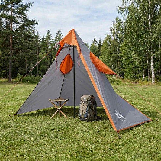 2-i-1 Regn Poncho med Hette Grå og Oransje 262 x 126 x 130 cm