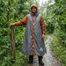 2-i-1 Regn Poncho med Hette Grå og Oransje 262 x 126 x 130 cm