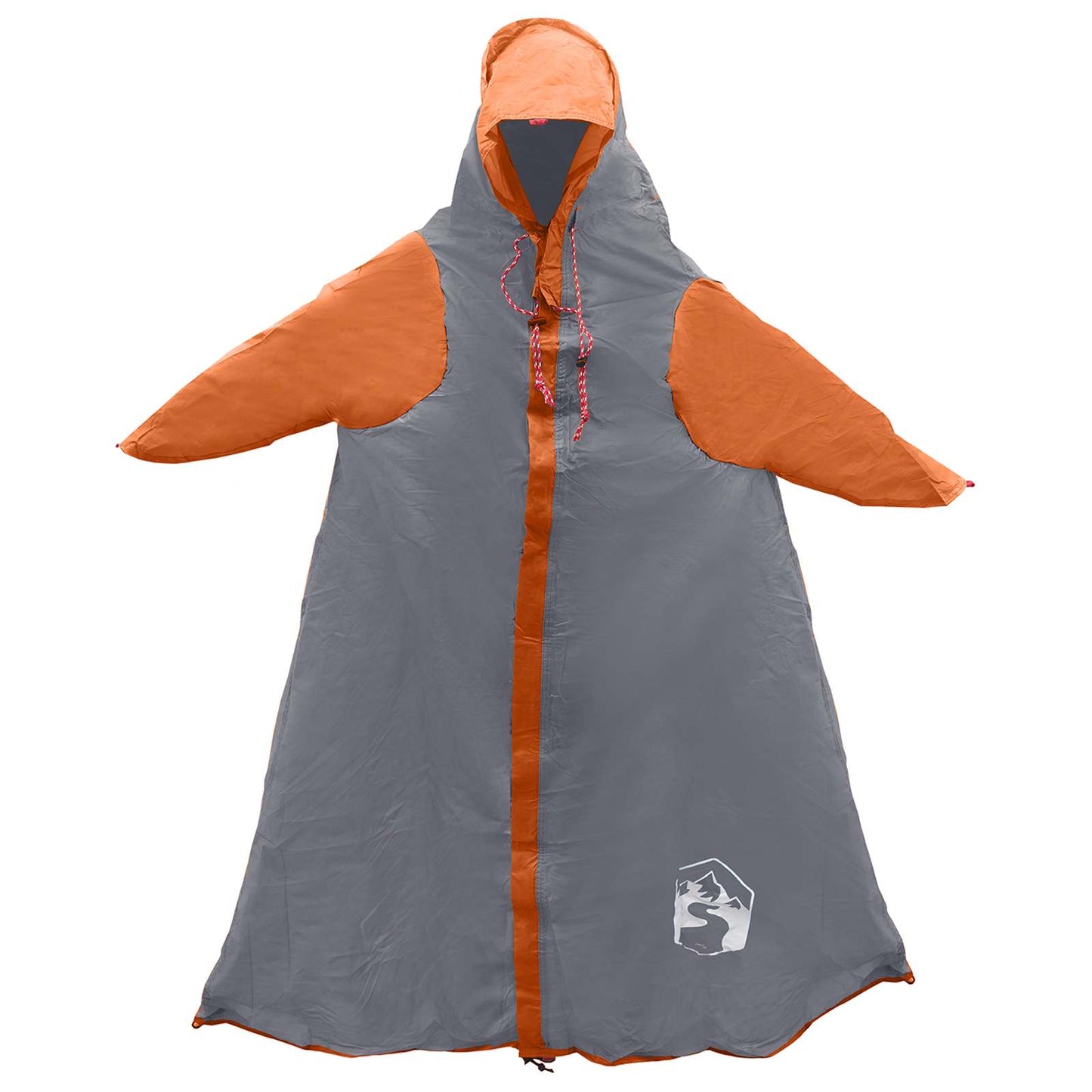 2-i-1 Regn Poncho med Hette Grå og Oransje 262 x 126 x 130 cm