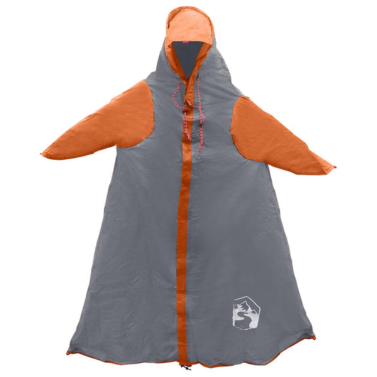 2-i-1 Regn Poncho med Hette Grå og Oransje 262 x 126 x 130 cm