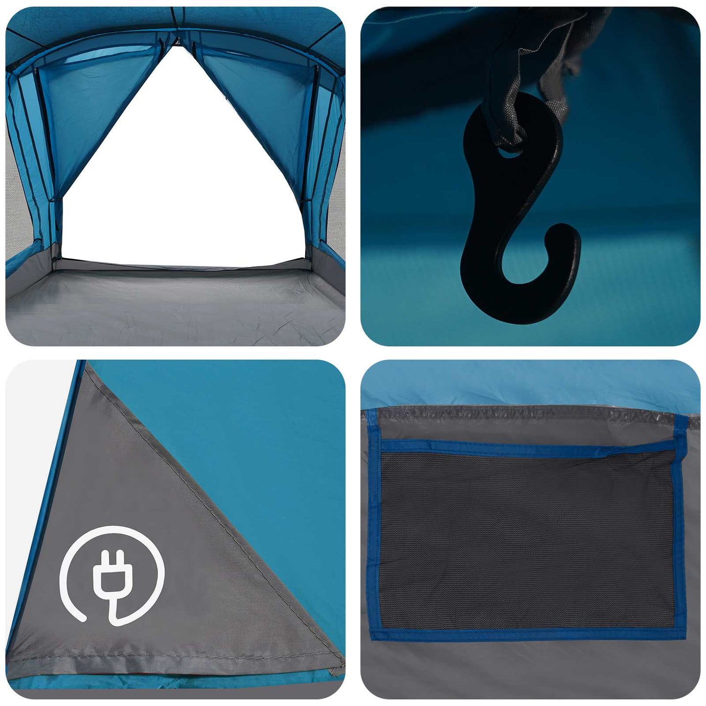 Familietelt Blå 550 x 555 x 208 cm 185T Polyester med PU Belegg