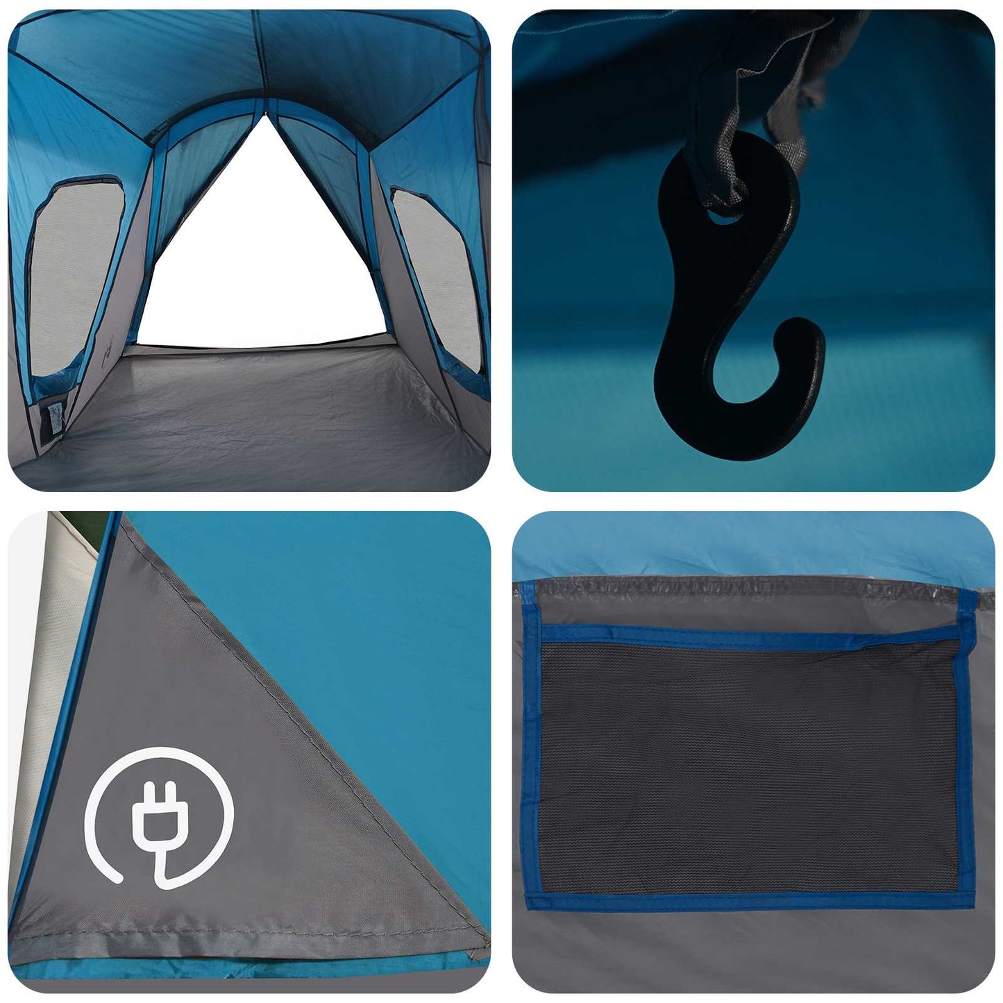 Familietelt Blå 610 x 610 x 210 cm 185T Polyester med PU Belegg