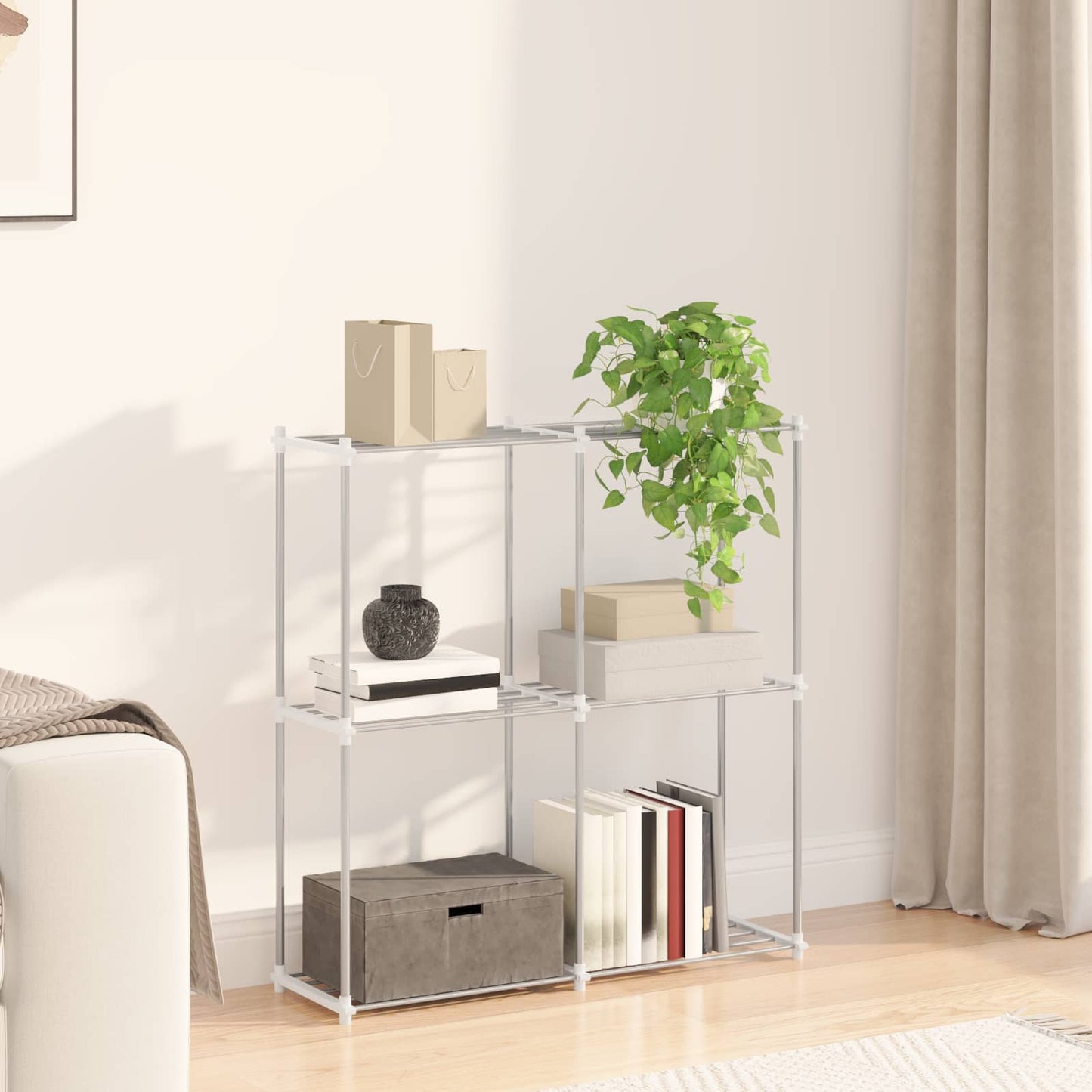 Tubular Shelf med lagring Hvit 86 x 27 x 90 cm Aluminium