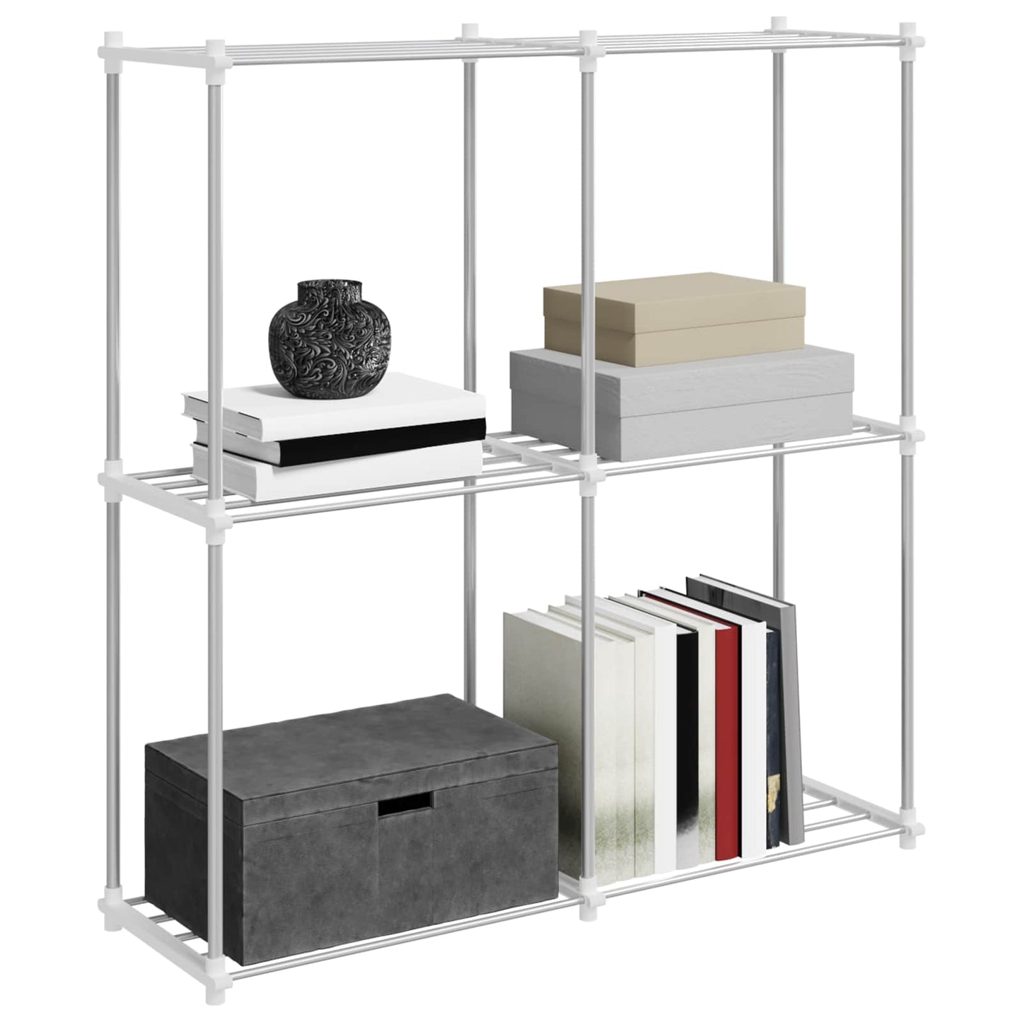 Tubular Shelf med lagring Hvit 86 x 27 x 90 cm Aluminium