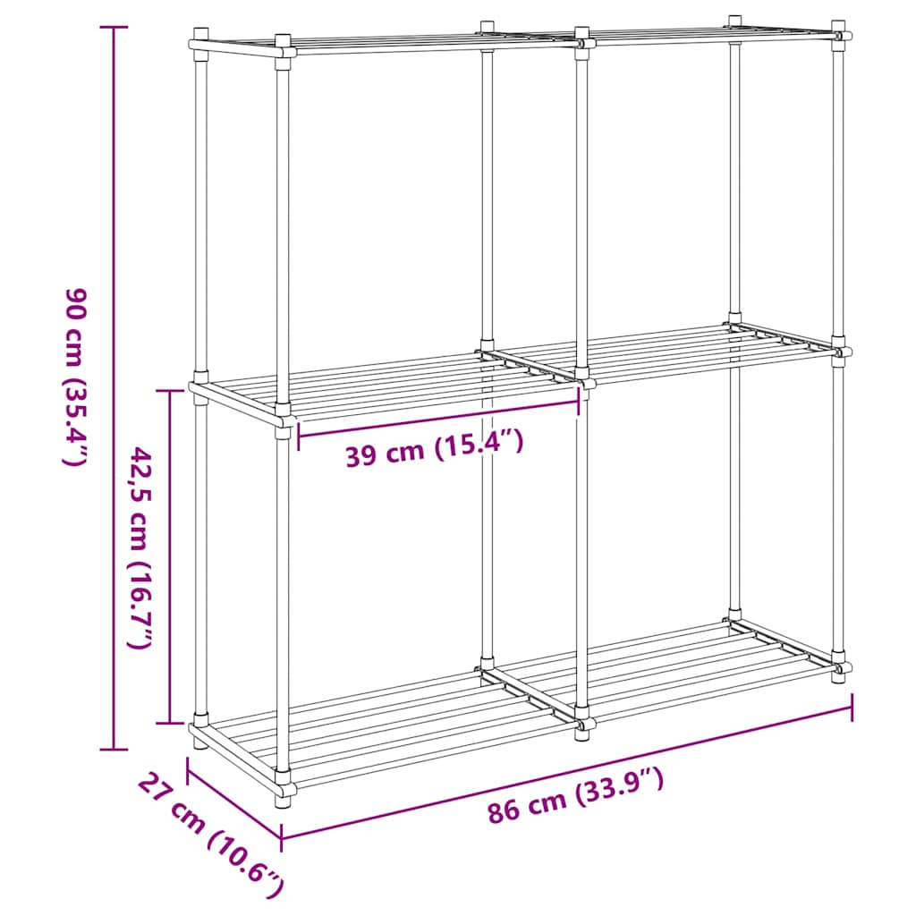 Tubular Shelf med lagring Hvit 86 x 27 x 90 cm Aluminium