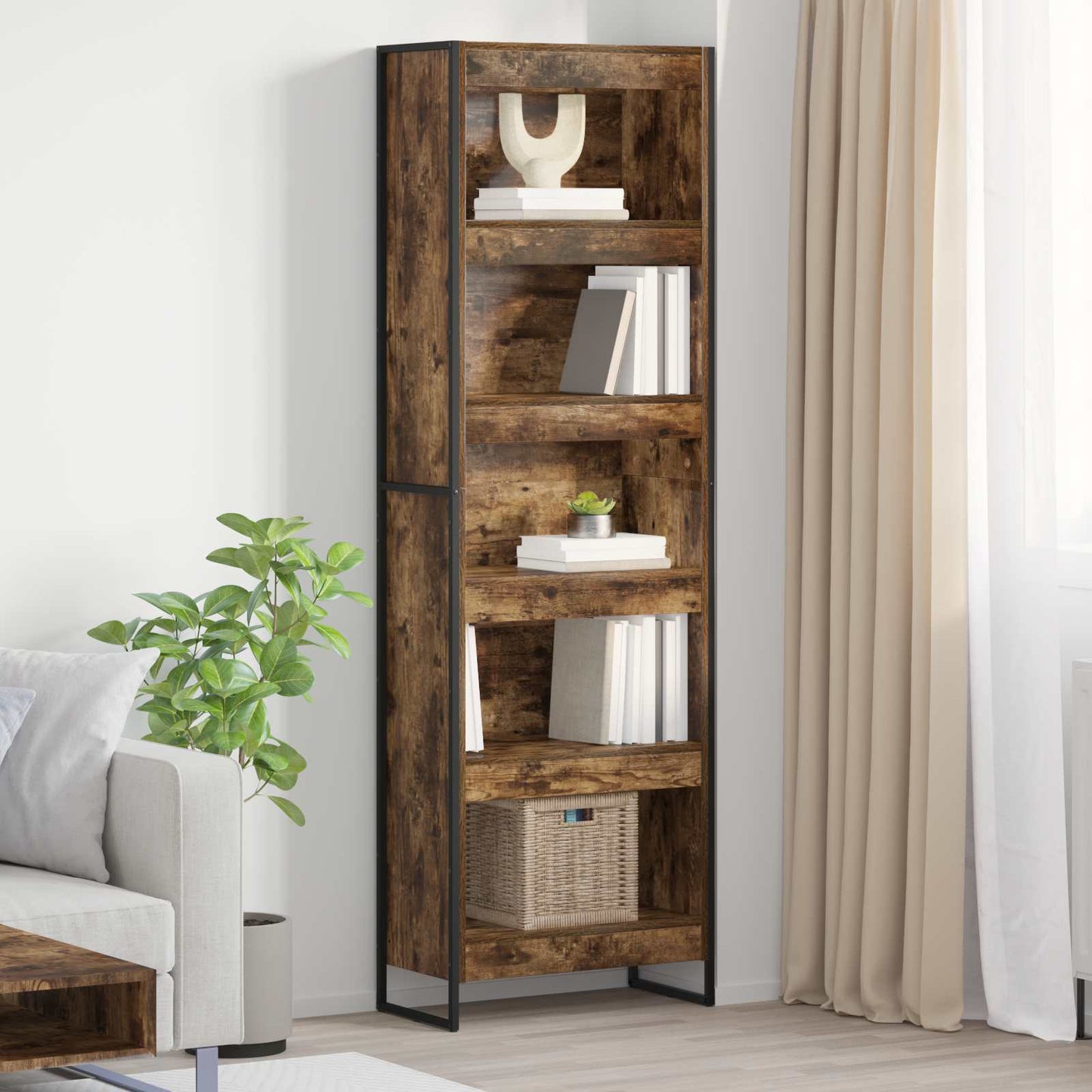 Bokskap 60 x 30 x 189,5 cm Konstruert tre Røyk Eik