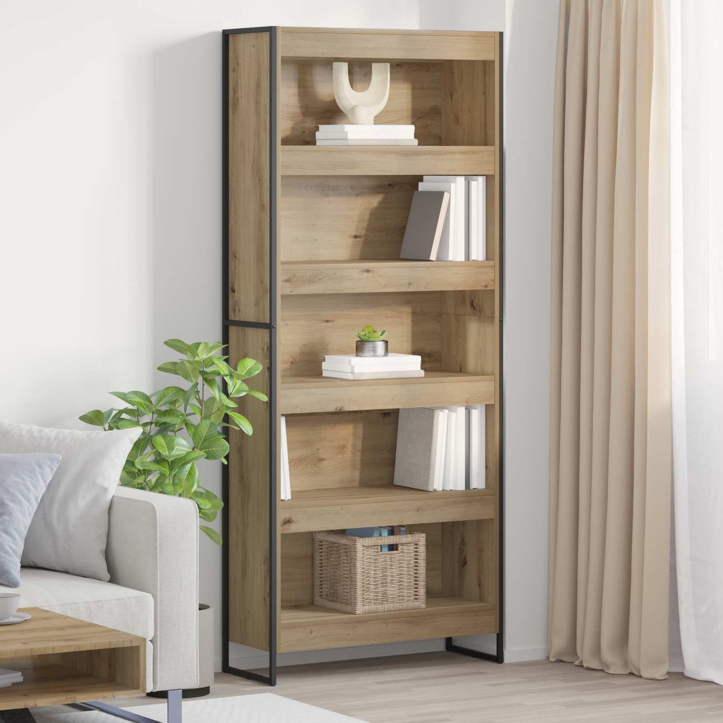 Bokskap 80 x 30 x 189,5 cm Konstruert tre Kunstnerisk Eik