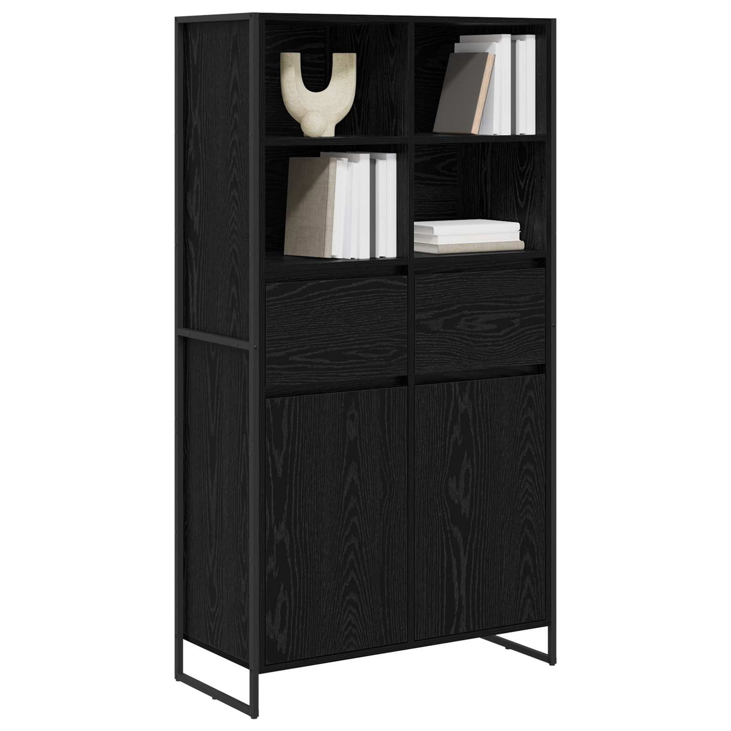 Serviesskap Svart Eik 81 x 36 x 150.5 cm Konstruert tre