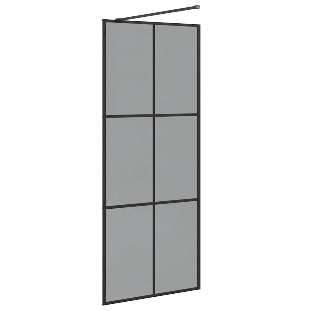 Walk-in Dusjvegg Svart 80 x 195 cm herdet glass