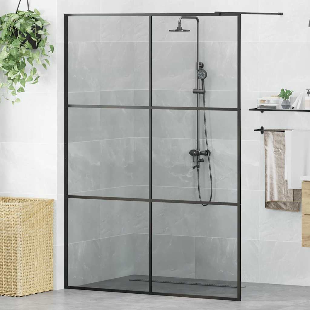 Walk-in Dusjvegg Svart 140 x 195 cm herdet glass