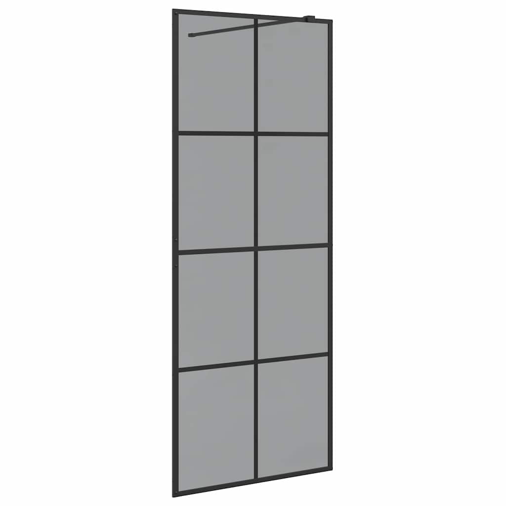 Walk-in Dusjvegg Svart 80 x 195 cm herdet glass