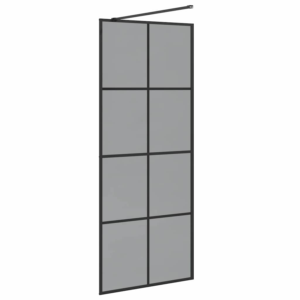 Walk-in Dusjvegg Svart 80 x 195 cm herdet glass