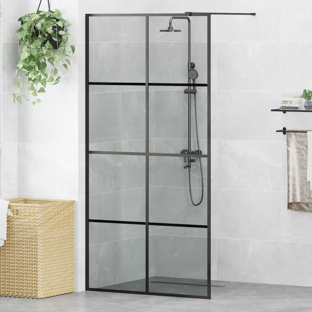 Walk-in Dusjvegg Svart 100 x 195 cm herdet glass